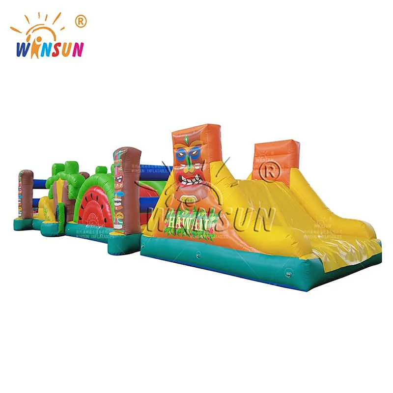 Hawaii Theme Inflatable Pool Obstacle Course